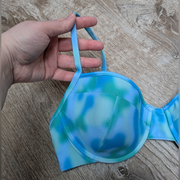 NEW 93 Play Street Sadie Blue Tropical Wave Bikini Top Size XL - Picture 3 of 9